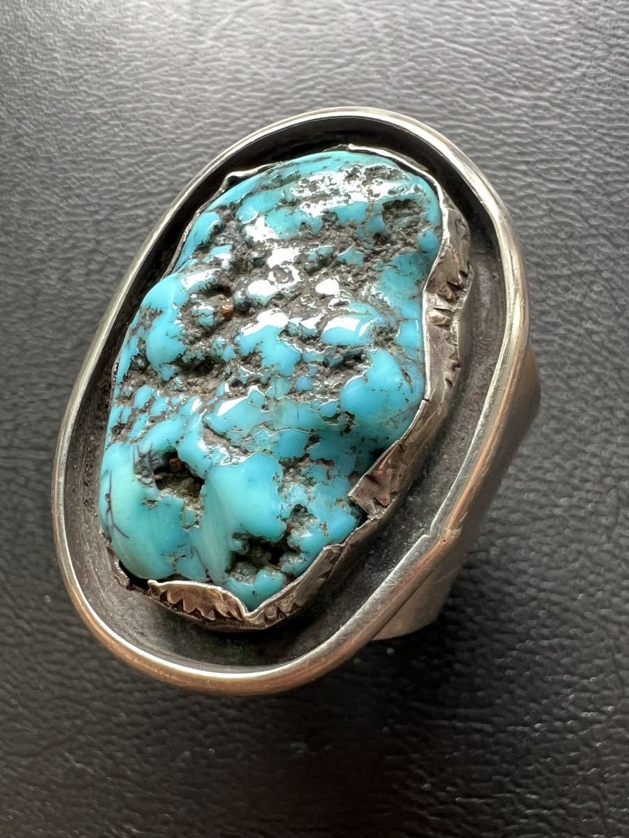 NAVAJO 【OLD PAWN】1960's レア ナゲット Kingman Turquoise キングマン・ターコイズ リング 26 号 インディアンジュエリー ナバホ ホピ_画像1