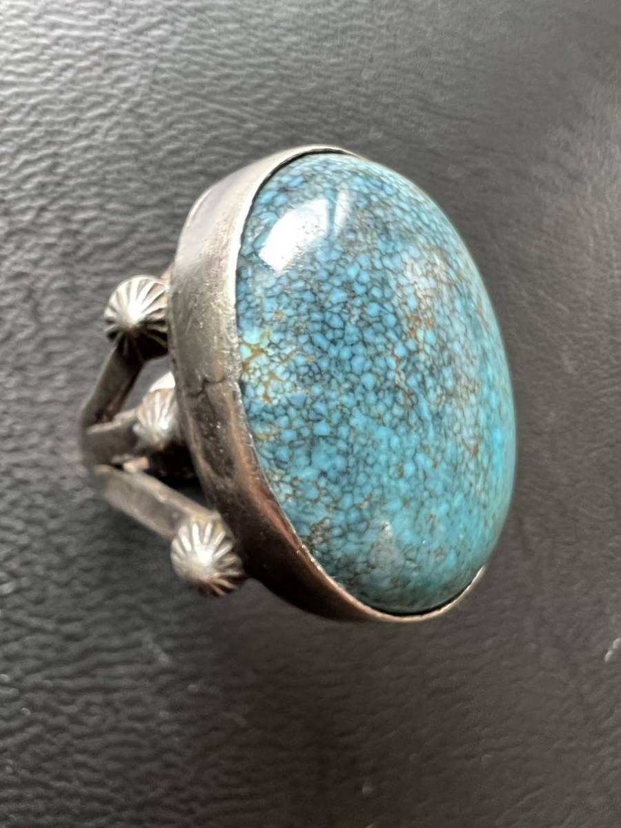 NAVAJO [OLD PAWN]1960~70\'s GEM Blue Wind Turquoise голубой Wind * бирюзовый кольцо 8 номер индеец ювелирные изделия Navajo ho pi