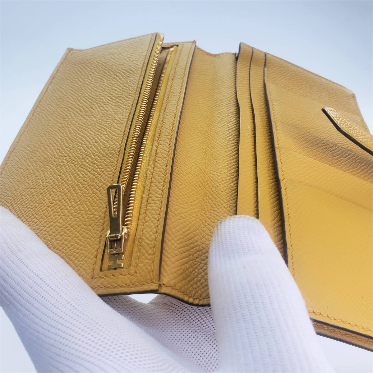 超美品】HERMES エルメス ベアンスフレ イェロー 刻印C 2つ折り長財布