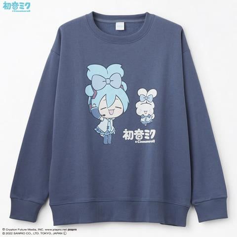 M〜L 初音ミク x シナモロール 抱っこ ハーフジップ トレーナー
