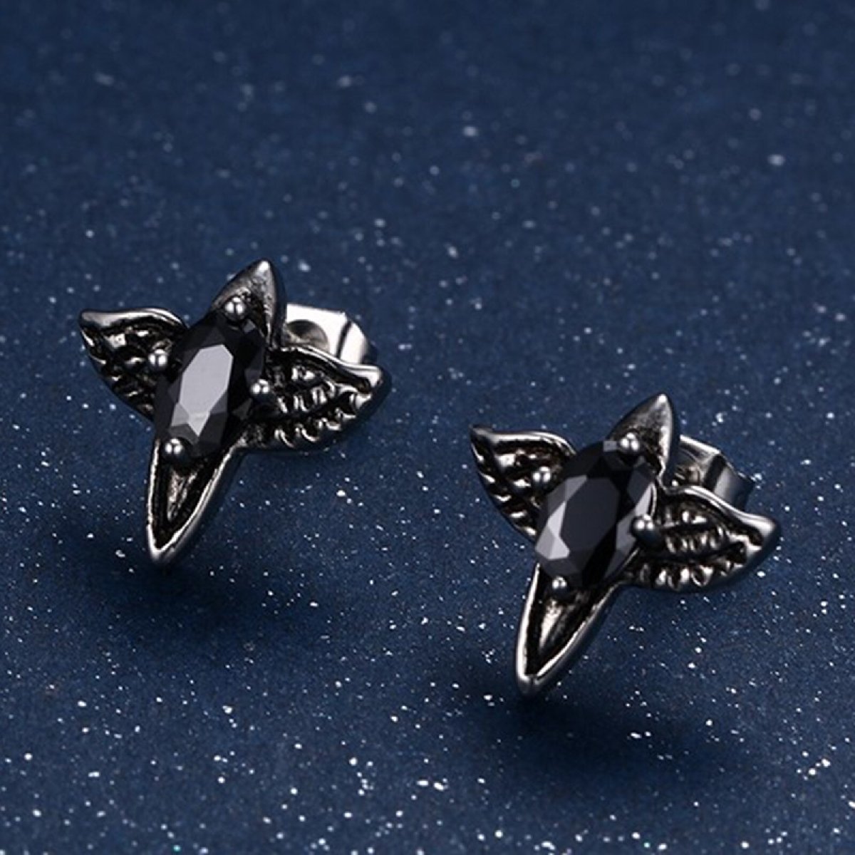  earrings black black Cross stainless steel stud earrings zirconia men's 