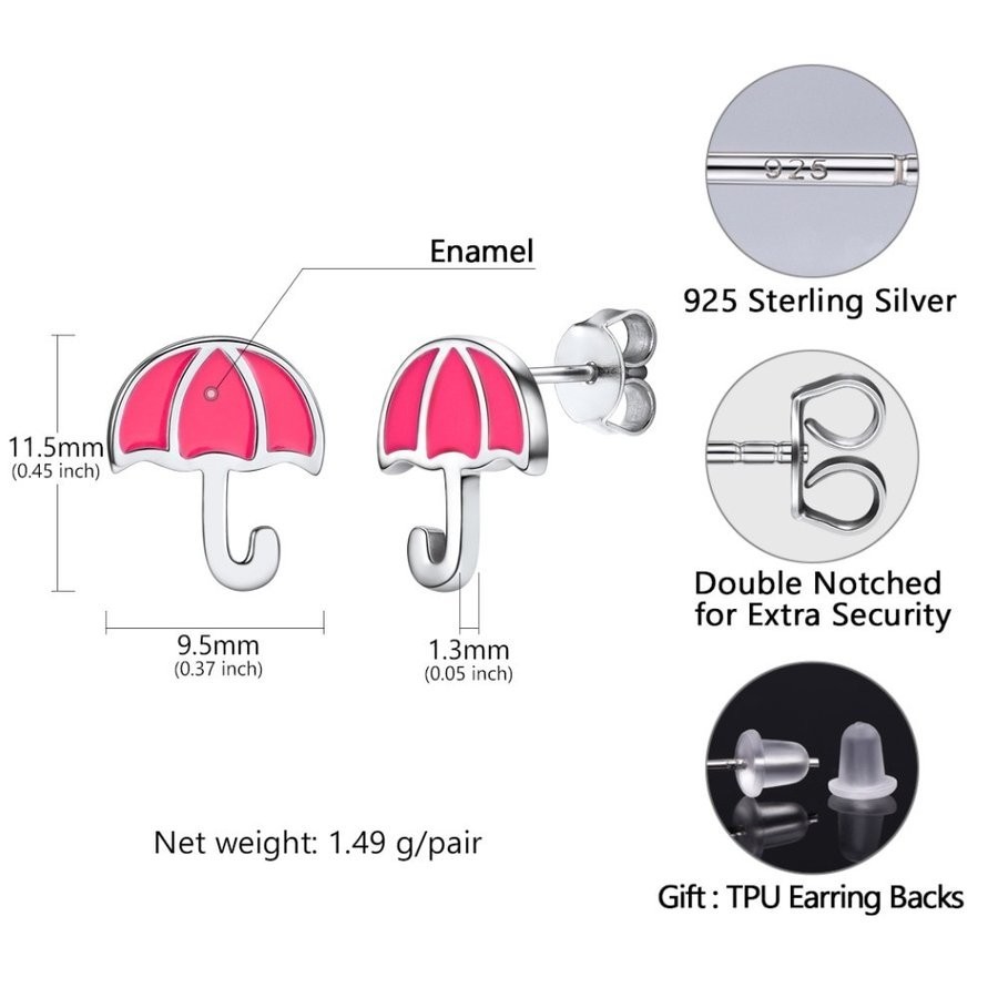 スタッドピアス ピンク シルバー レディース おしゃれ 大人 傘 アンブレラ_画像4