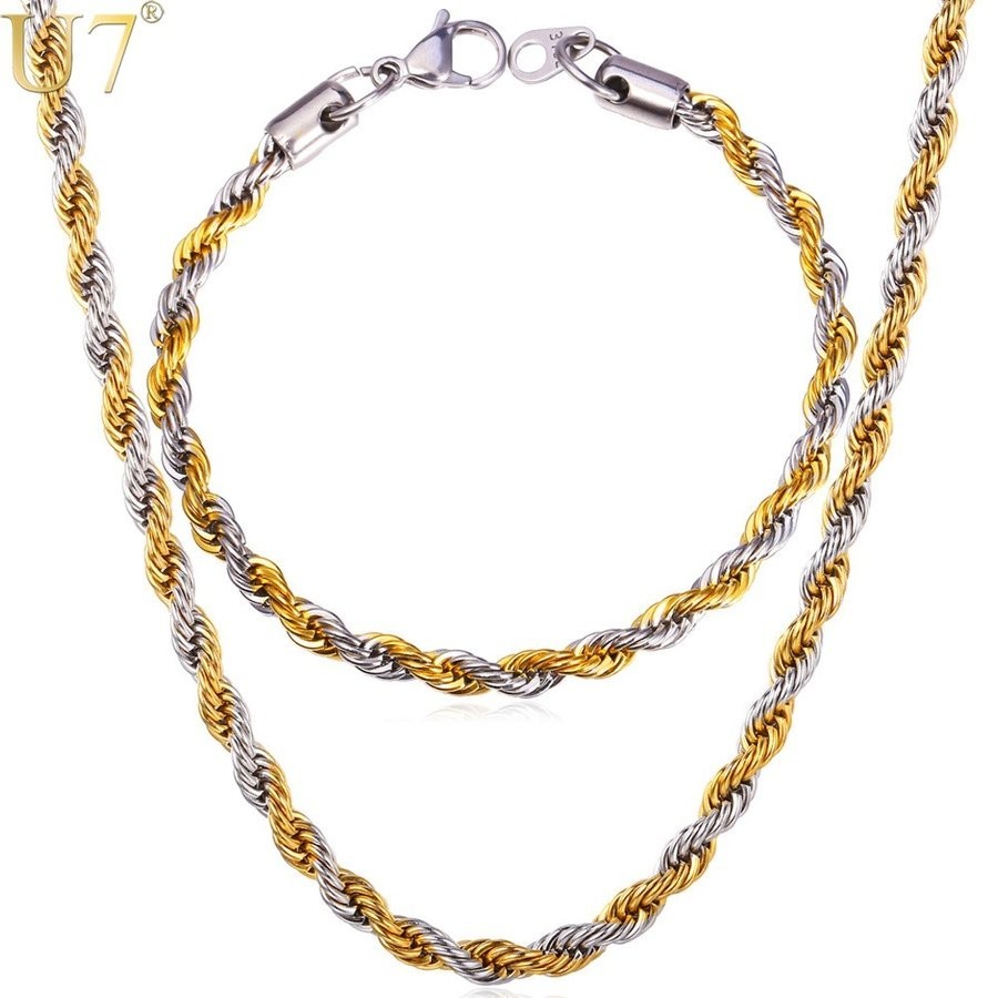 Ожерелье браслет налазывает золотая веревка из нержавеющей стали