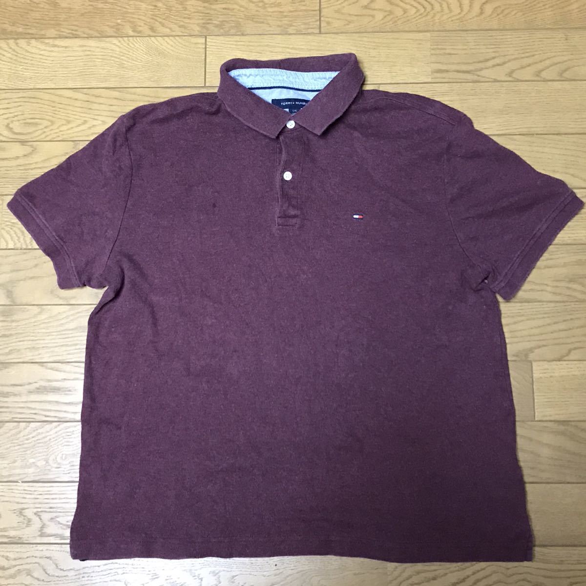 TOMMY HILFIGER CUSTOM FIT MEN’S POLO size-L(着丈62身幅59) 中古 送料無料 NCNR_画像1