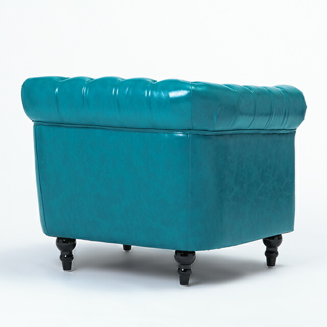  sofa 1 seater . sofa antique Britain style Cesta - field single turquoise blue imitation leather Vincent vi n cent VC1P49K