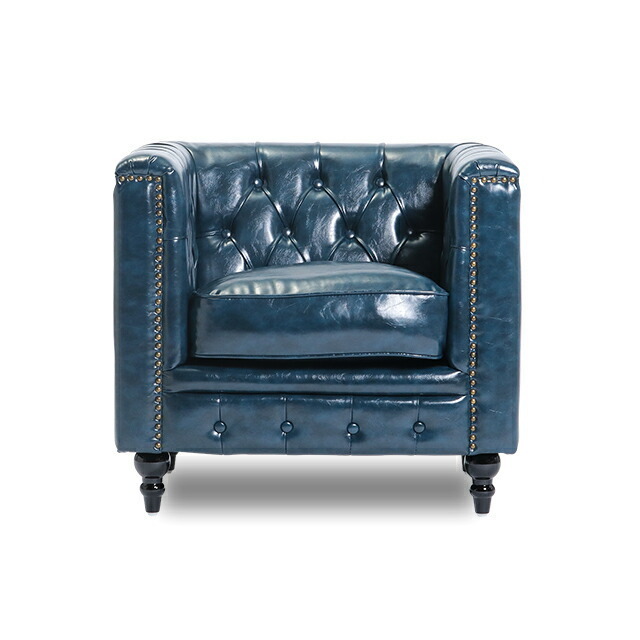  sofa sofa 1 seater . sofa Cesta - field one person for antique style Britain style blue imitation leather stylish modern VINCENT VM1P58K