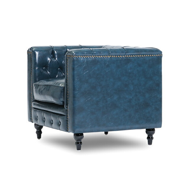  sofa sofa 1 seater . sofa Cesta - field one person for antique style Britain style blue imitation leather stylish modern VINCENT VM1P58K