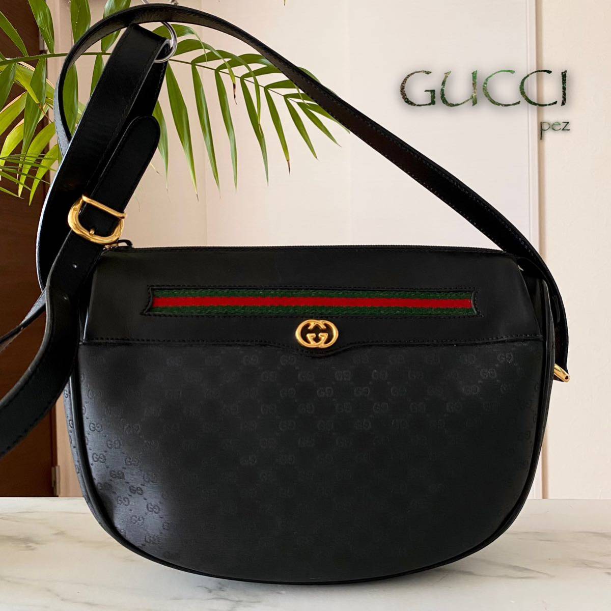 超美品 GUCCI グッチ シェリーライン レザーショルダーバッグ