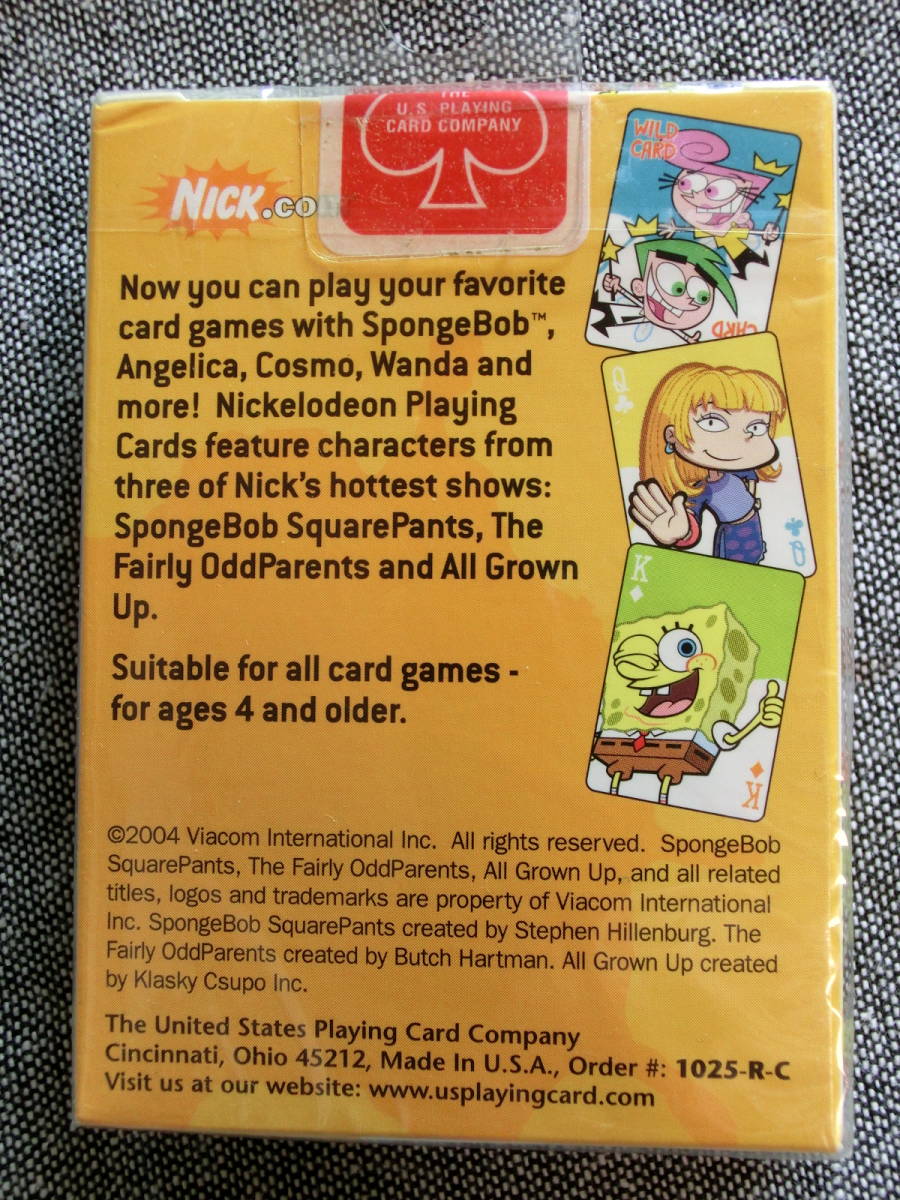 超レア 昭和レトロ Nickelodeon (ニコロデオン) Playing Cards スポンジボブ トランプ カード 未開封_画像2