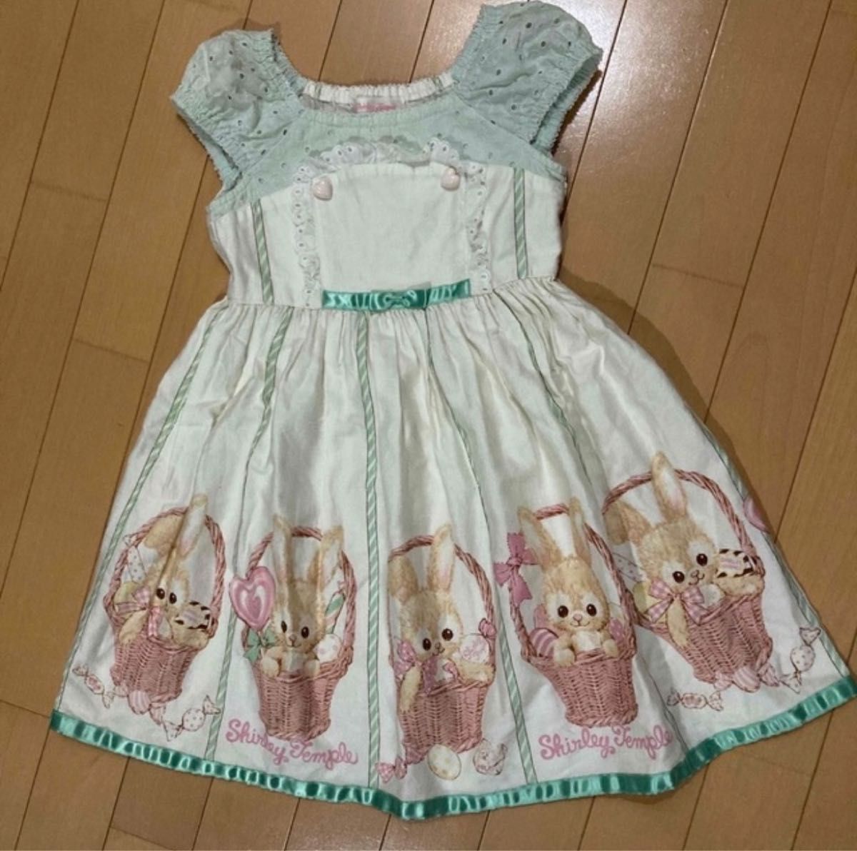 最終値下げ シャーリーテンプルうさぎバスケットワンピース120cm美品
