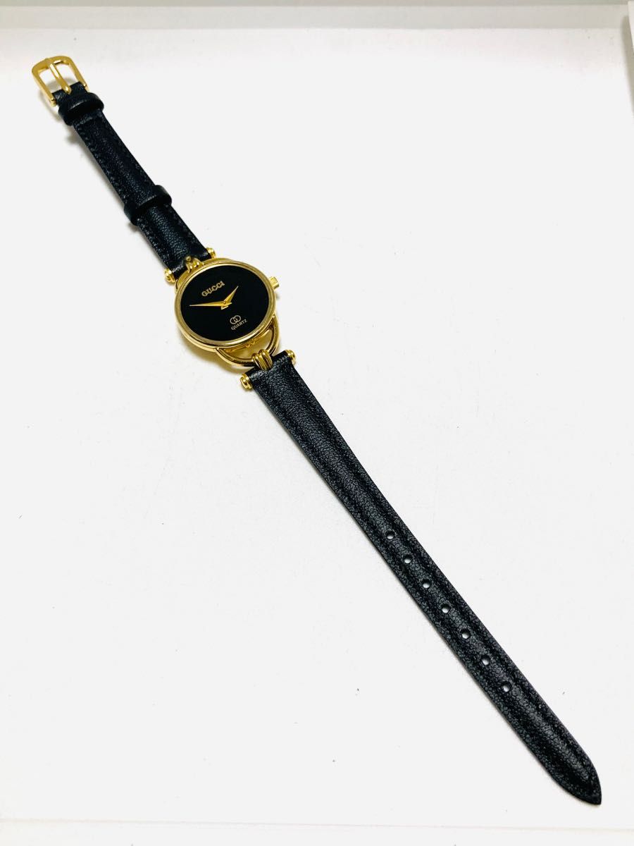 美品! GUCCI グッチ 電池&ベルト新品 レディース腕時計 ブラック文字