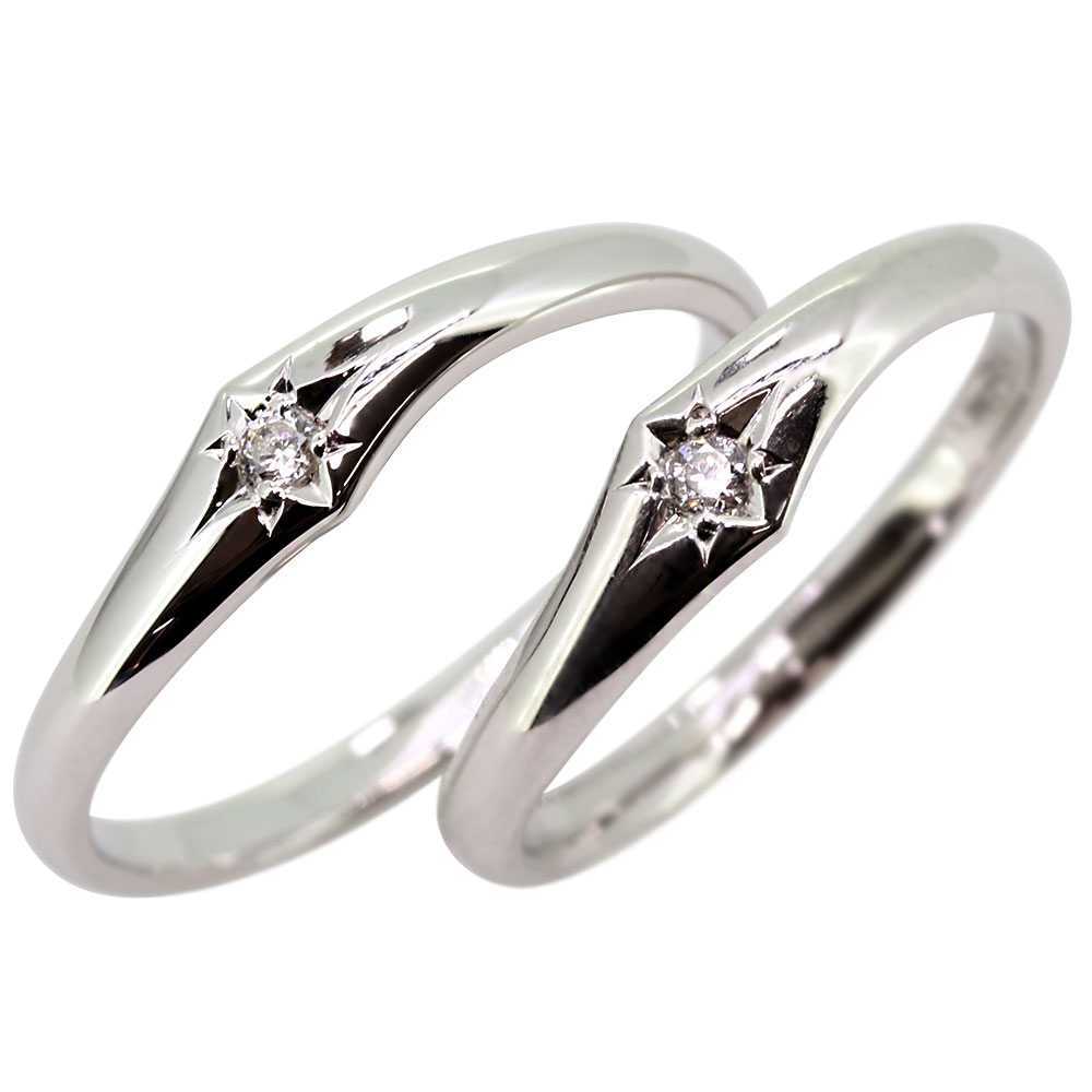 結婚指輪 プラチナ ペア ダイヤモンド マリッジリング ペアリング 人気 シンプル レディース メンズ カップル 2個セット pt900
