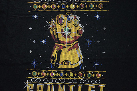 【Lサイズ】 マーベル アイアンマン インフィニティ ガントレット サノス キャラクター Tシャツ メンズL ブラック MARVEL 古着 BA3624