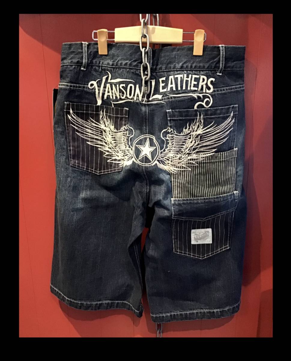 バンソン★新品★35★ショートPT【Lサイズ】INDIGO★VANSON★SP-B-35★アメリカンロングリバー55★ yahoo ヤフー ★バンソン大阪 VANSON_★VANSON★MOTORCYCLE★SHORT PANTS★