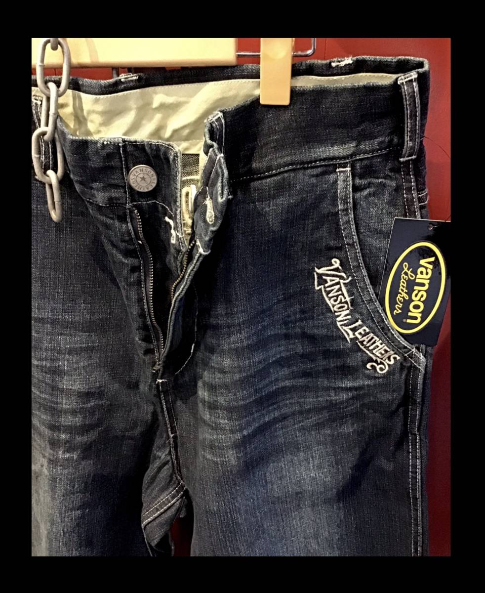 バンソン★新品★35★ショートPT【Lサイズ】INDIGO★VANSON★SP-B-35★アメリカンロングリバー55★ yahoo ヤフー ★バンソン大阪 VANSON_★USED LOOK★フロント　ジッパータイプ★