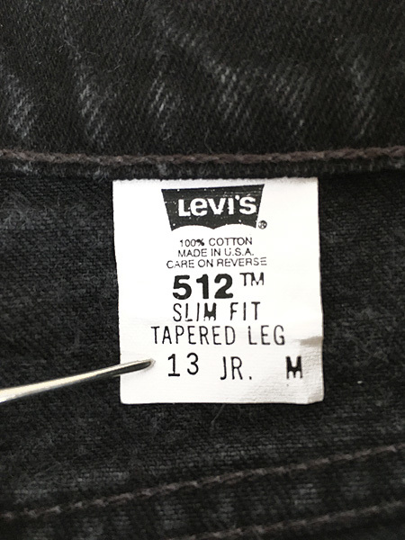 古着 90s USA製 Levi's 512 スーパー ブラック デニム スキニー パンツ ジーンズ W31 L30_画像7