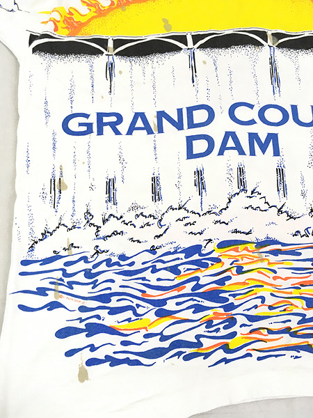 古着 90s USA製 GRAND COULEE DAM ダム 太陽 アート オールオーバー Tシャツ XL 古着_画像6