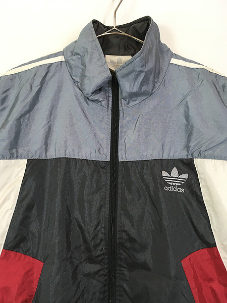 古着 90s adidas 裏地 天竺 メタリック クレイジー ナイロン ジャケット L 古着