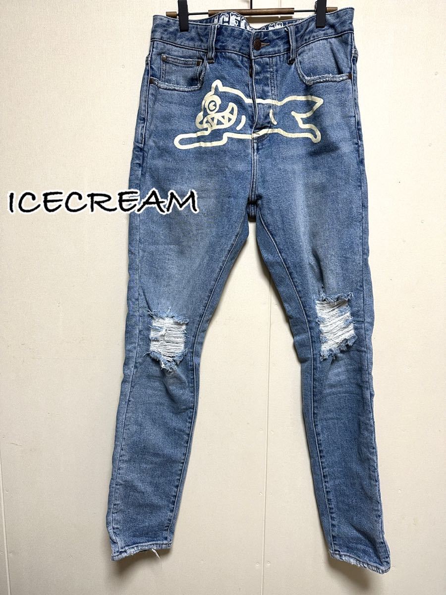 ICECREAM アイスクリーム デニム ダメージ加工 ランニングドッグ