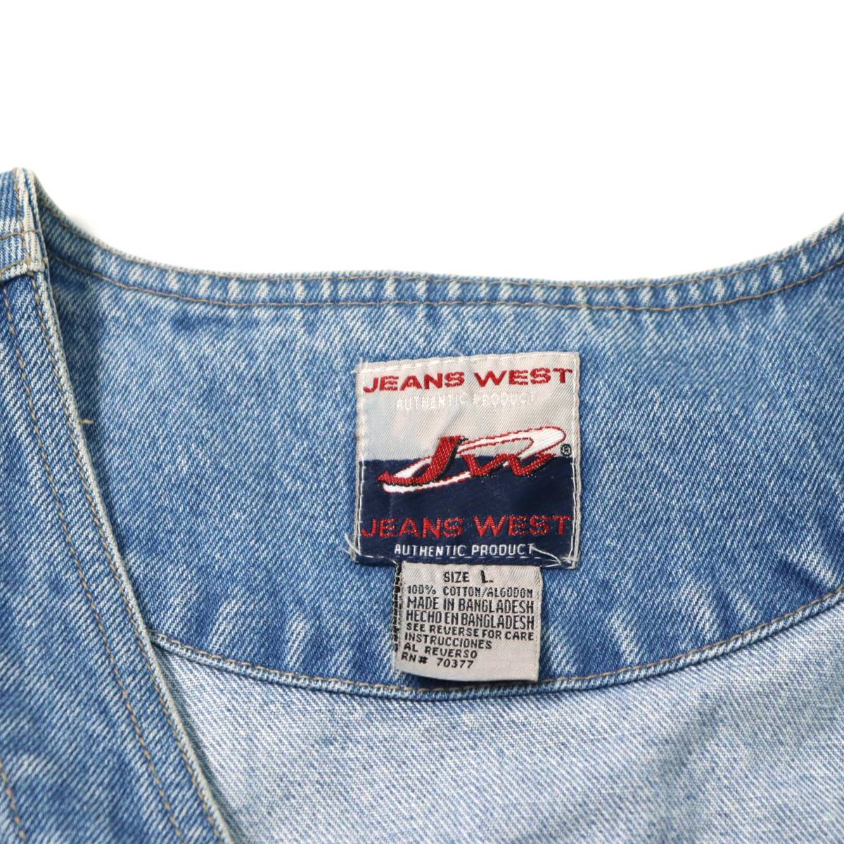 [L] Y2K Jeans West デザイン デニム ベスト ブルー ジーンズ ストリート ビンテージ vintage 90s 00sの画像3