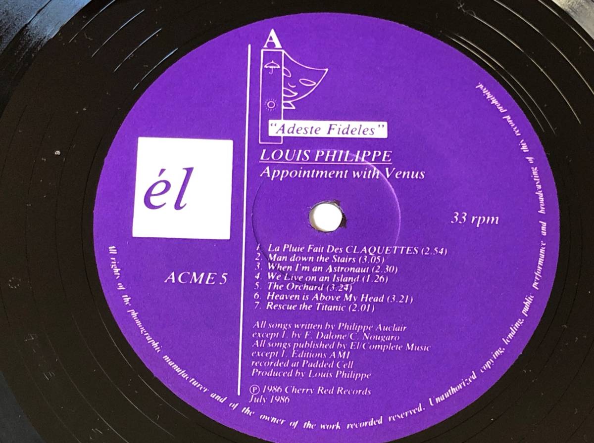 LouisPhilippe/Appointment with Venus 中古LP アナログレコード ルイ・フィリップ ACME5 Vinylの画像3