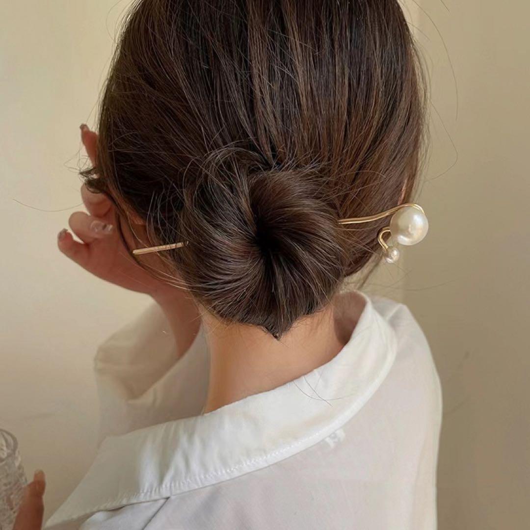 F8121 パール かんざし シンプル かわいい 簪 ヘアアレンジ 一本挿し