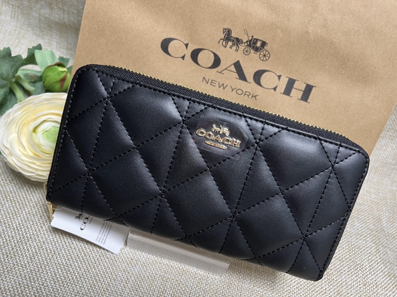 コーチ COACH 財布 長財布 ブラック キルテッド レザー アコーディオン ジップ アラウンド アウトレット レディース F53637 c10