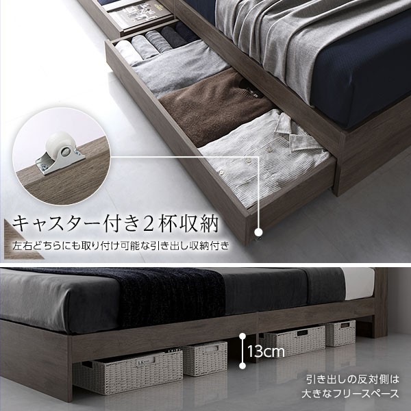 履き心地◎ 送料無料 ダブルベッド フレーム 保証・棚・コンセント付き