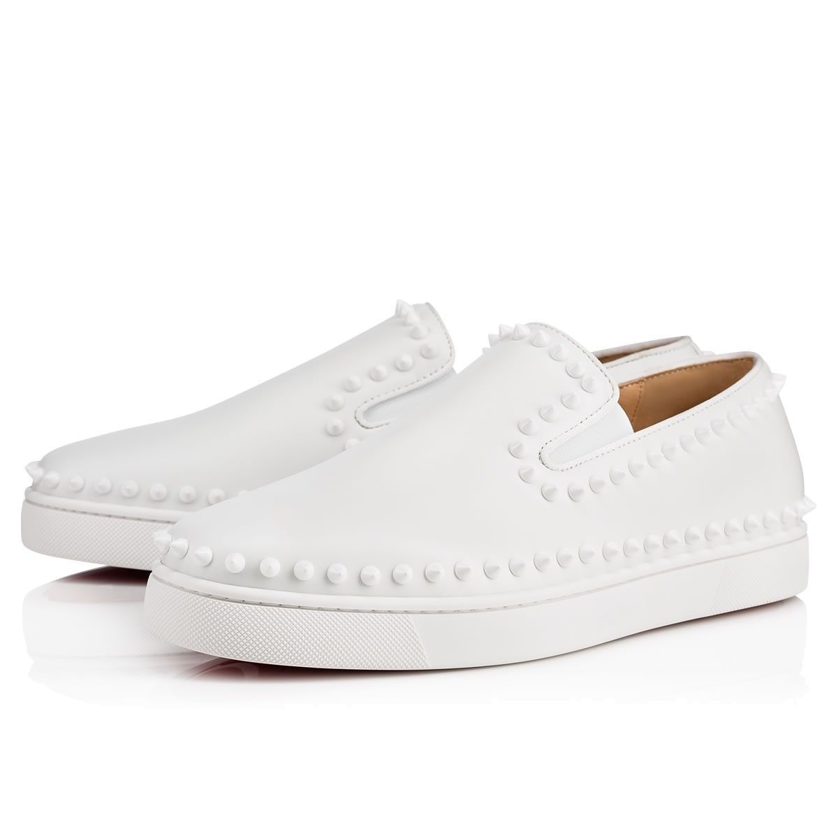 新品メンズ未使用Christian Louboutinスタッズ白レザー スニーカー42