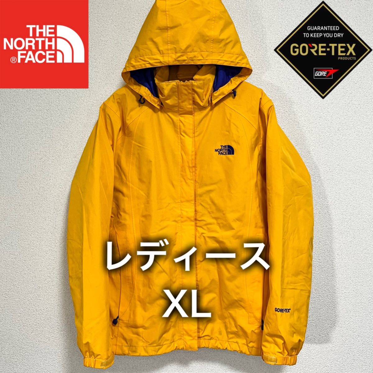 美品人気 ノースフェイス マウンテンパーカー ゴアテックス レディースXL THE NORTH FACE ロゴ刺繍 フード着脱可 マウンテンライト_画像1