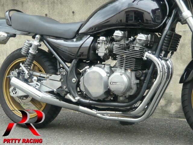 PRETTYRACING SPIDER KAWASAKI ゼファー750 ショート管 70π マフラー メッキ フランジ付 大型車_画像1