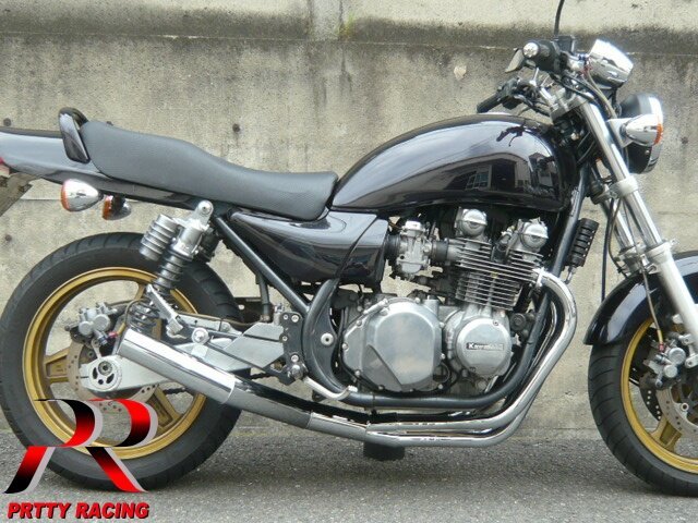 PRETTYRACING SPIDER KAWASAKI ゼファー750 ショート管 70π マフラー メッキ フランジ付 大型車_画像3