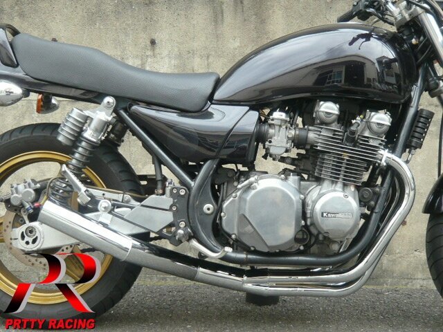 PRETTYRACING SPIDER KAWASAKI ゼファー750 ショート管 70π マフラー メッキ フランジ付 大型車_画像2