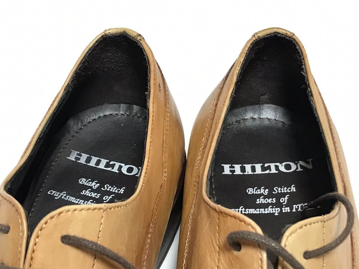 [イタリア製] [良品] HILTON 41 25.5㎝　ビジネスシューズ ストレートチップ ブラウン 高級靴　本革　フォーマル　紳士靴　送料無料！