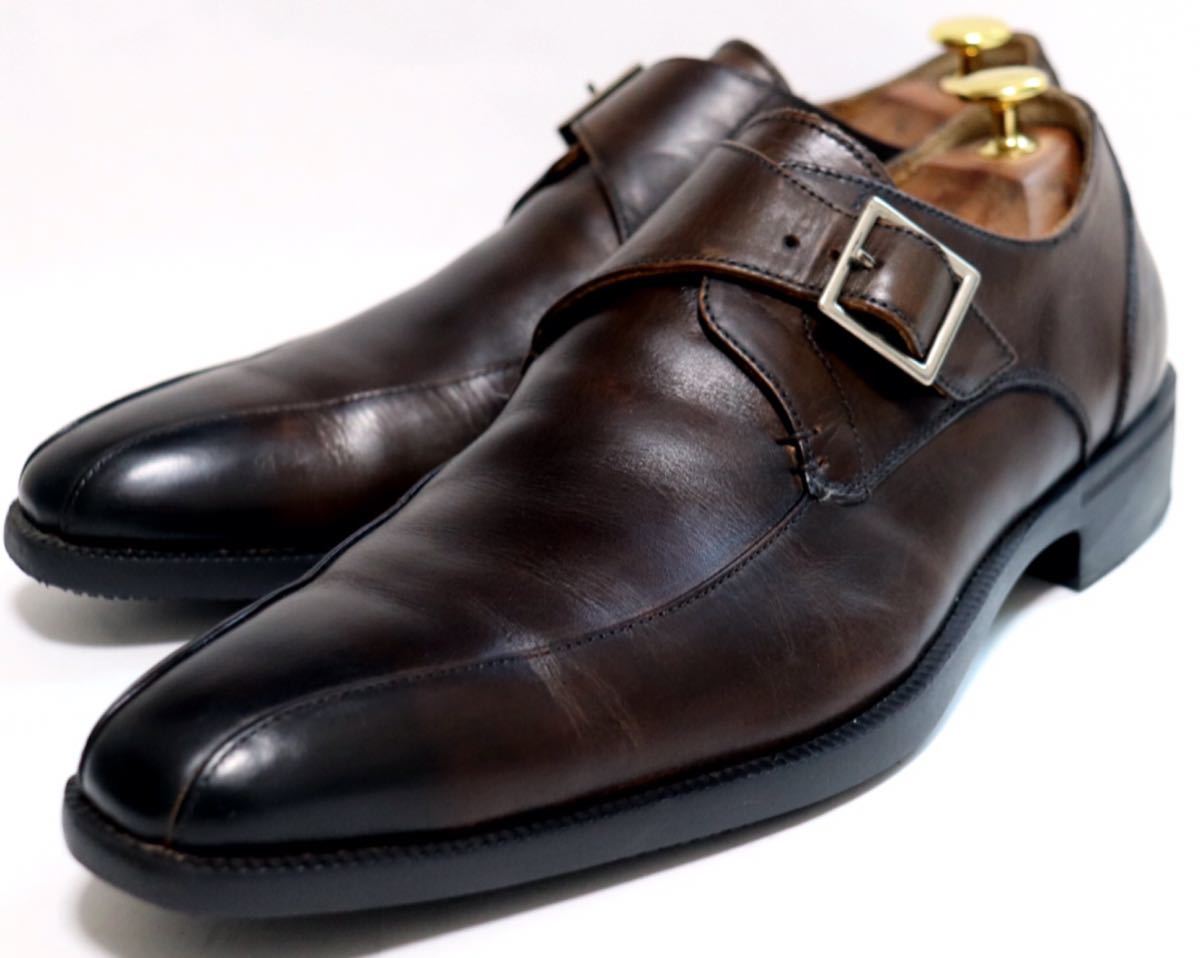 [良品] HAWKINS 9 27㎝　ビジネスシューズ スワールトゥ　ブラウン　幅広　本革　人気ブランド　フォーマル　紳士靴　ドレス　送料無料！