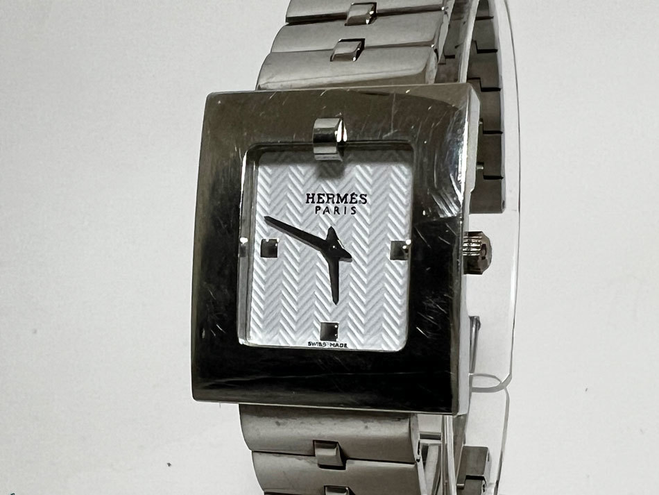 送料無料 HERMES エルメス ベルトウォッチ レディース 腕時計 クォーツ ステンレス ホワイト文字盤 BE1-110