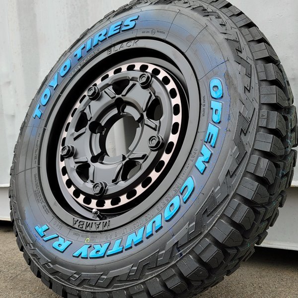 新品 16インチ タイヤホイールセット スズキ ジムニー JA11 JB23 JB64 専用設計 TOYO OPENCOUNTRY RT 185/85R16 ホワイトレター 純正車高_画像2