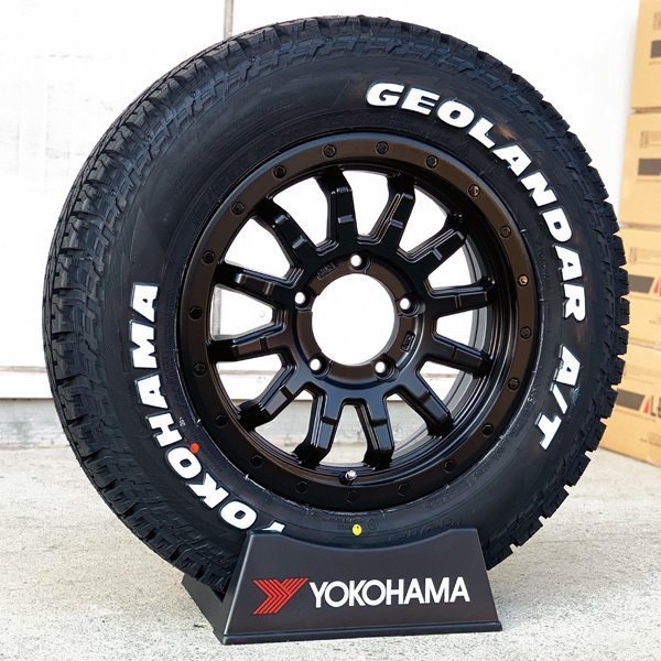 新作 在庫有 ジムニー JB64 JB23 JA11 新品 16インチ タイヤ ホイール セット 4本 YOKOHAMA GEOLANDAR AT G015 185/85R16 ホワイトレター