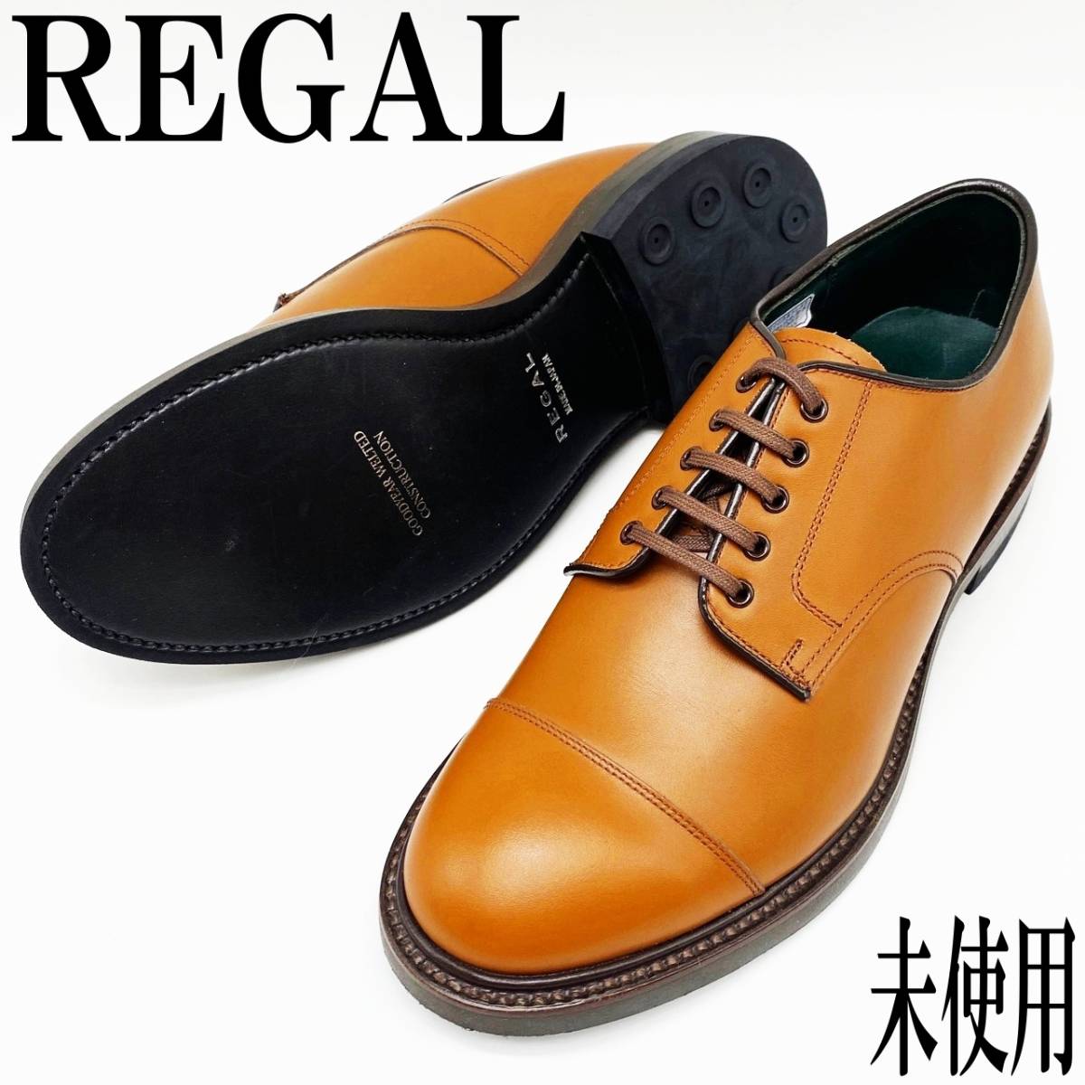 未使用】REGAL リーガル ストレートチップ 24 5 革靴 ブラウン メンズ