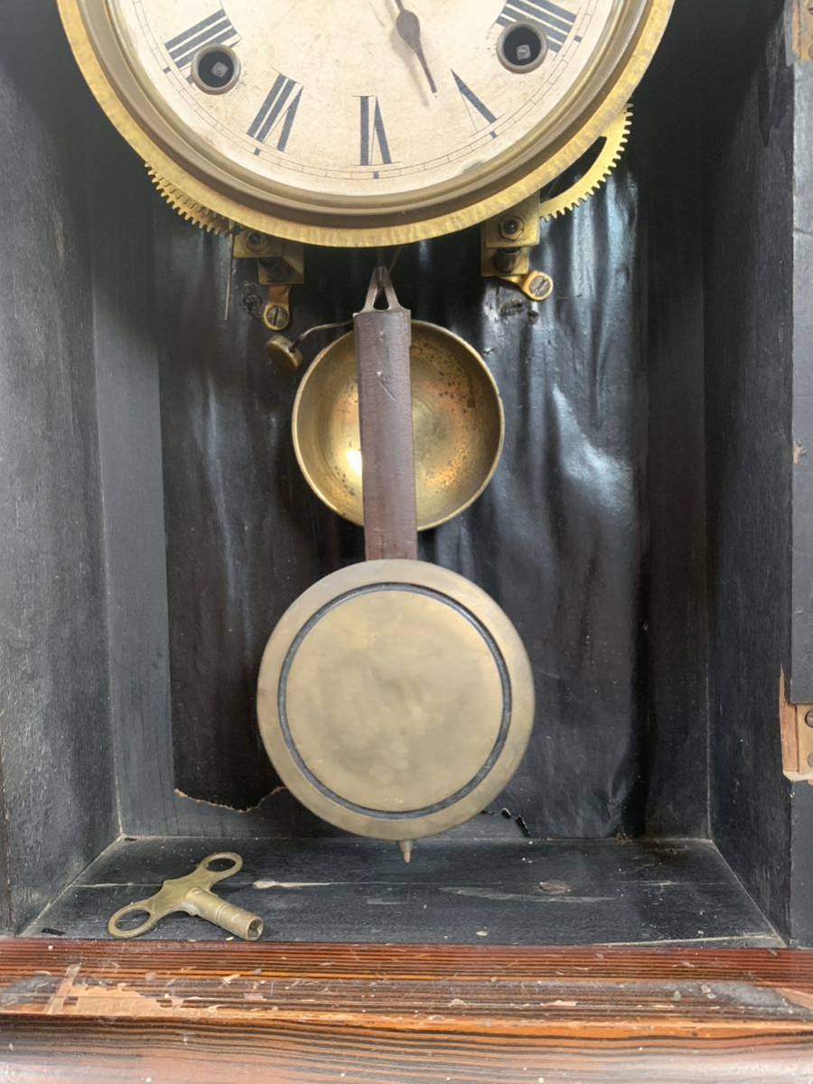 置時計 KAマーク 絵ガラス ゼンマイ ベル 古時計 アンティークレトロ 柱時計 掛時計 掛け時計 検( 精工舎の画像7