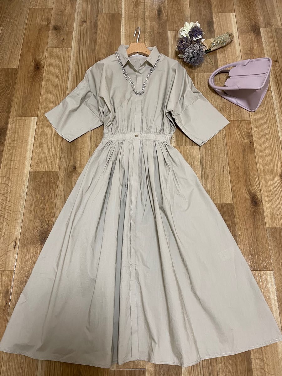 大人気✨プラージュ シャツワンピース✨ロング ベージュ コットン 36