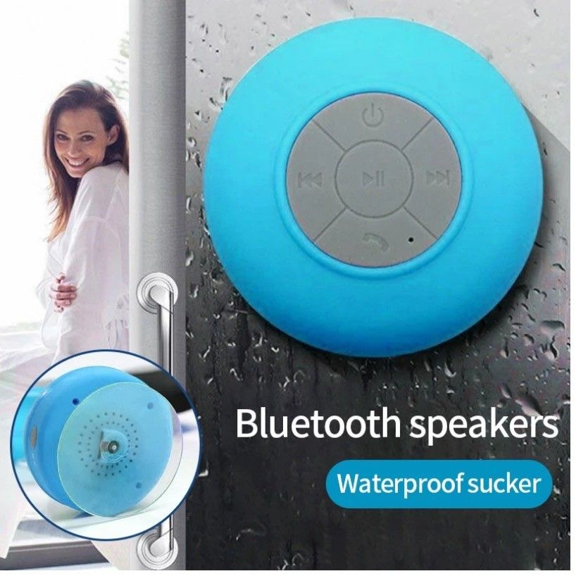 バスルーム用防水Bluetoothスピーカー 大きな吸盤付きスピーカー ワイヤレスポータブル やや低音ステレオ マイク内蔵【色】黒