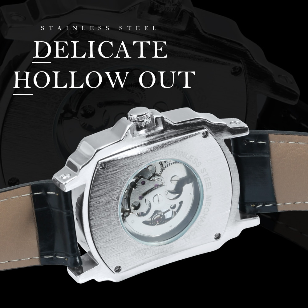 【ホワイト】メンズ高品質腕時計 海外人気ブランド T-WINNER 男性用 クラシック 機械式時計 ブルー針 スケルトン ラグジュアリー レザー_画像7