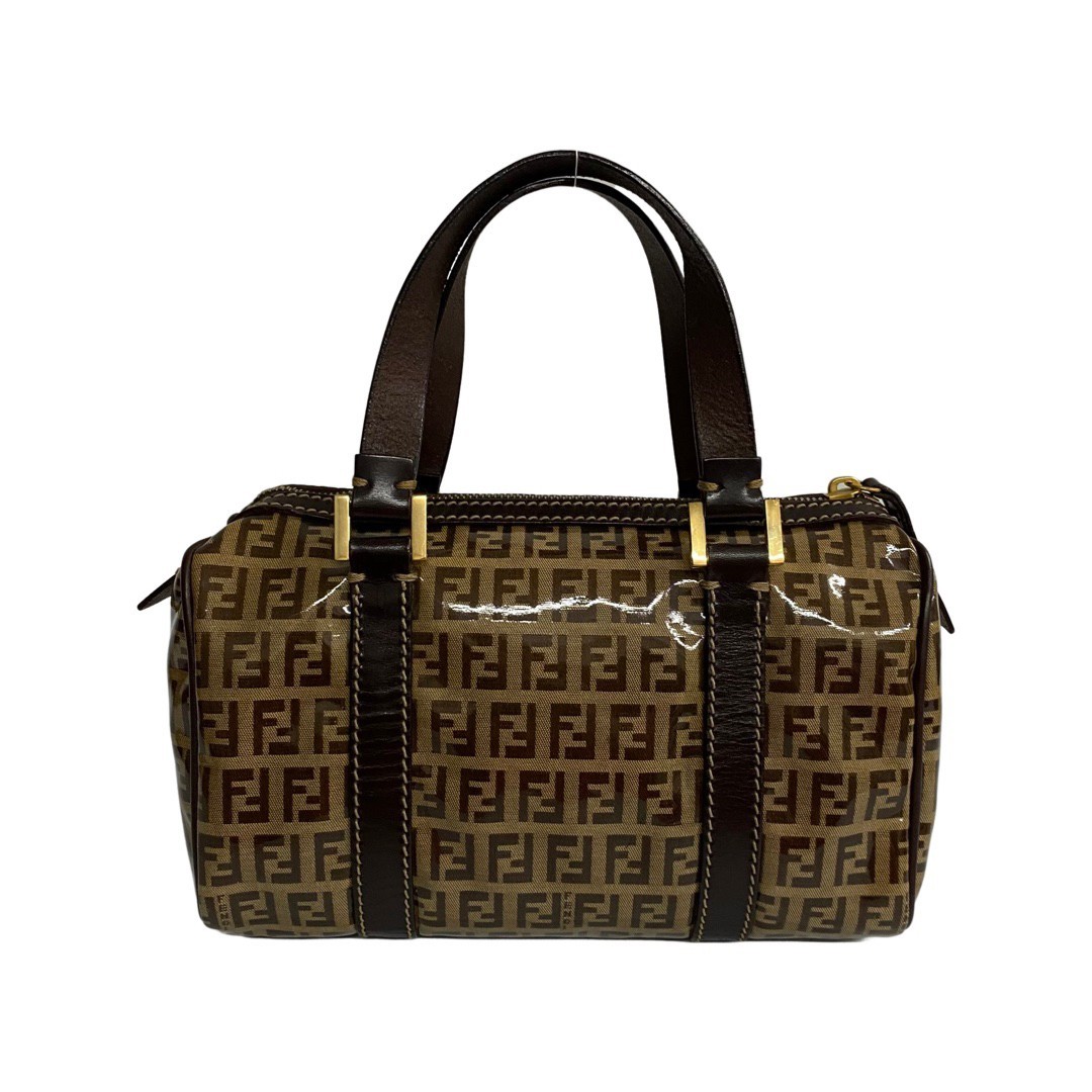 極 美品 レア FENDI フェンディ ズッキーノ FF ロゴ 柄 金具 レザー 本