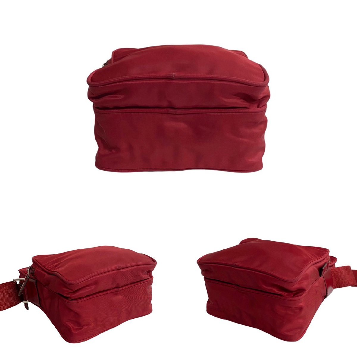 極 美品 希少品 PRADA プラダ 三角 ロゴ 金具 ナイロン レザー 本革