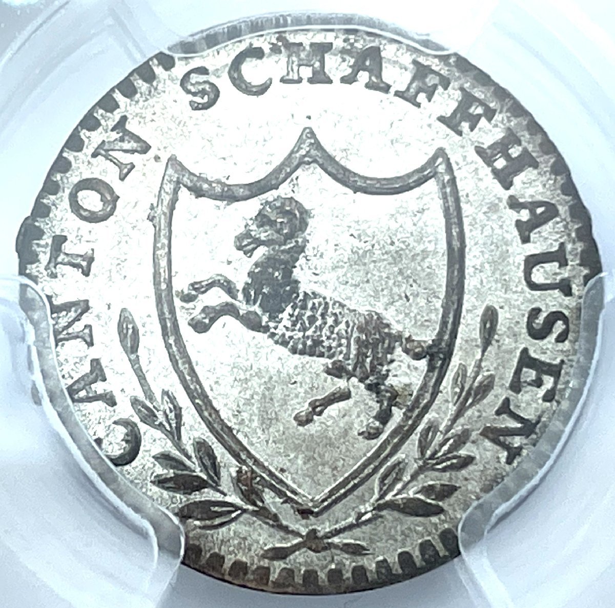 ヤフオク初 希少 1808年 準最高鑑定 同グレード鑑定1枚 PCGS MS65 スイス シャフハウゼン 銀貨 １クロイツアー アンテークコイン