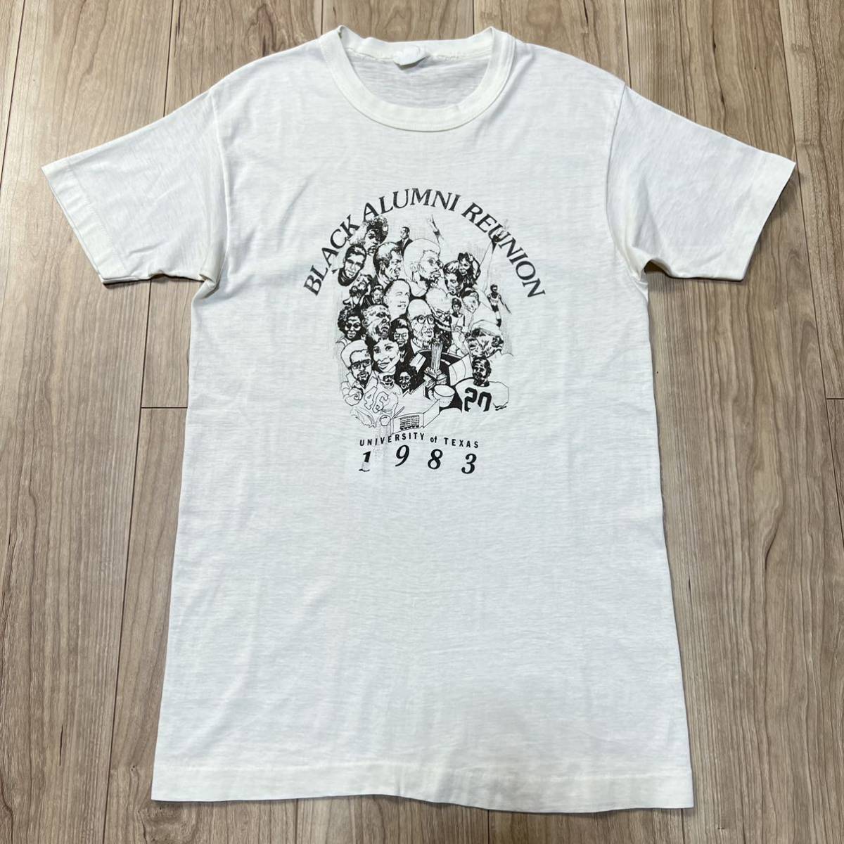 【送料360円】80s ビンテージ BLACK ALUMNI REUNION 半袖Tシャツ カットソー 白 ホワイト ヴィンテージ 古着 R-4183_画像1