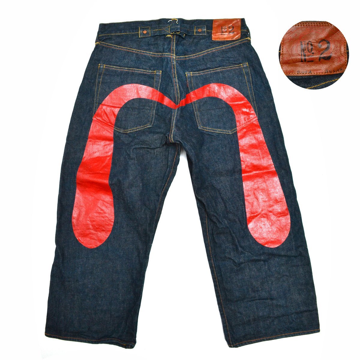 ●EVISU エヴィス ビッグカモメ 2004 セルビッジデニムパンツ ジーンズ 山根 W36 濃紺 メンズ M014355_画像1