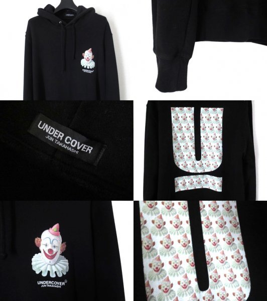 【希少】アンダーカバー PIERROT U LOGO HOODIE フーディー スウェット パーカー 5 ブラック UNDERCOVER ピエロ_画像3