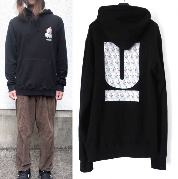 【希少】アンダーカバー PIERROT U LOGO HOODIE フーディー スウェット パーカー 5 ブラック UNDERCOVER ピエロ_画像2